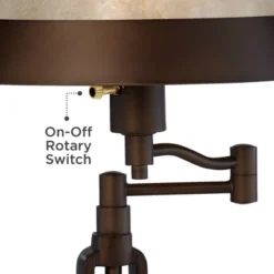 Franklin Iron Works Samuel Industrial Desk Lamps 21 1/4" High Set Of 2 Bronze Swing Arm With USB Charging Port Natural Mica Shade For Living Room Home -Lighting Specialty Store GUEST 00cd84be 6476 4944 85d8 59724c1c540b