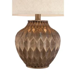 360 Lighting Buckhead Modern Accent Table Lamp 22" High Warm Bronze Brown Geometric Fabric Drum Shade For Bedroom Living Room Bedside Nightstand -Lighting Specialty Store GUEST 017a5588 b241 459f 9359 e33c40620938
