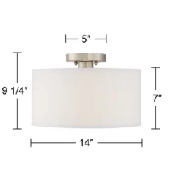 360 Lighting Adams Modern Ceiling Light Semi Flush Mount Fixtures 14" Wide Set Of 2 Brushed Nickel White Fabric Drum For Bedroom Kitchen Living Room -Lighting Specialty Store GUEST 01b7e98b 0f1f 4699 af32 fa63b42558f9