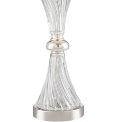 Regency Hill Luca Modern Table Lamps 25 1/2" High Set Of 2 Clear Glass With USB Charging Port Black Faux Silk Shade For Bedroom Living Room Home Desk -Lighting Specialty Store GUEST 03af01b0 d98a 4165 b877 9200bf5c3b8c