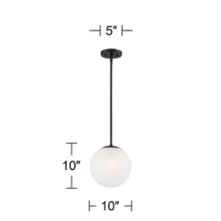 360 Lighting Ciana Black Mini Pendant 10" Wide Modern Orb Frosted Globe Glass Shade For Dining Room House Foyer Kitchen Island Entryway Bedroom Home -Lighting Specialty Store GUEST 045c6771 2c42 4c9d b9cd 2442abc72f6d