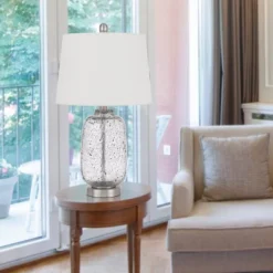 Transitional Styled Bubble Glass Table Lamp With Metal Base - Cal Lighting