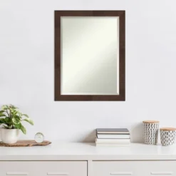21" X 27" Wildwood Narrow Framed Wall Mirror Brown - Amanti Art -Lighting Specialty Store GUEST 06cdee66 cb02 47dd b1af dc2f95231ffb