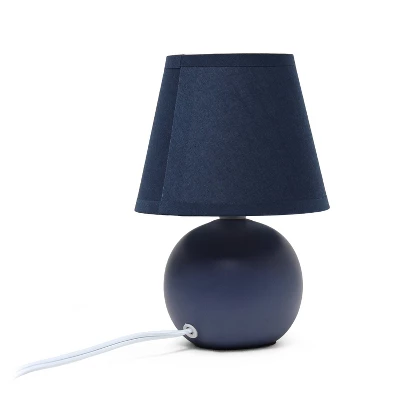 8.66" Petite Ceramic Orb Base Bedside Table Desk Lamp With Matching Tapered Drum Fabric Shade Blue - Creekwood Home 3 8.66" Petite Ceramic Orb Base Bedside Table Desk Lamp With Matching Tapered Drum Fabric Shade Blue - Creekwood Home