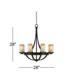 Franklin Iron Works Sperry Bronze Chandelier 28" Wide Rustic Farmhouse Cylinder Scavo Glass Shade 8-Light Fixture For Dining Room House Kitchen Island -Lighting Specialty Store GUEST 078b425d 9a82 46ae a0d8 8f18bd9872bc
