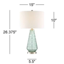 360 Lighting Julia Modern Table Lamp 26 1/2" High Green Glass White Drum Shade For Bedroom Living Room Bedside Nightstand Office Kids Family House -Lighting Specialty Store GUEST 07a3fe97 8689 4fc7 bbad 35d896246f68