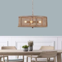 18" Metal Dixsie Caged Farmhouse Chandelier Woodgrain - River Of Goods 18 18" Metal Dixsie Caged Farmhouse Chandelier Woodgrain - River Of Goods -Lighting Specialty Store GUEST 08ab8461 5bbf 4600 966c 893d3315cbcb