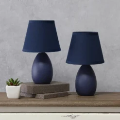 9.45" 2pk Petite Ceramic Oblong Bedside Table Desk Lamps With Matching Tapered Drum Shade Blue - Creekwood Home 17 9.45" 2pk Petite Ceramic Oblong Bedside Table Desk Lamps With Matching Tapered Drum Shade Blue - Creekwood Home -Lighting Specialty Store GUEST 0ae6ccf3 b598 4bbf 9a14 9cdf7e2aef24