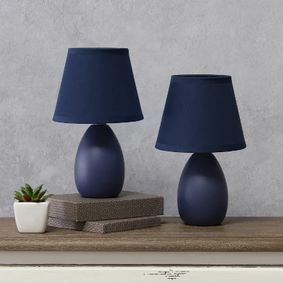 9.45" 2pk Petite Ceramic Oblong Bedside Table Desk Lamps With Matching Tapered Drum Shade Blue - Creekwood Home 9 9.45" 2pk Petite Ceramic Oblong Bedside Table Desk Lamps With Matching Tapered Drum Shade Blue - Creekwood Home - Image 7