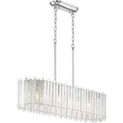 Possini Euro Design Mirabell Chrome Linear Island Pendant Chandelier 34" Wide Modern LED Clear Glass Crystal 6-Light Fixture For Dining Room Kitchen -Lighting Specialty Store GUEST 0db60cb6 a66c 4310 8746 b700815dd869
