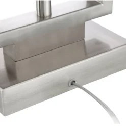 Possini Euro Design Modern Table Lamp With USB Outlet Reading Light LED 29.25" Tall Brushed Nickel Rectangular Off White Shade Bedroom Office -Lighting Specialty Store GUEST 0ee048e2 860f 486d 90da 3e466d98667b