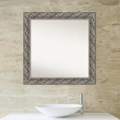 32" X 32" Non-Beveled Silver Luxor Wood Bathroom Wall Mirror - Amanti Art -Lighting Specialty Store GUEST 0f7329e1 f747 4cd6 8356 56e48e2e35af