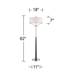 360 Lighting Modern Floor Lamp 62" Tall Black And Brushed Steel Column White Linen Drum Shade For Living Room Reading Bedroom Office -Lighting Specialty Store GUEST 0f91c16b 5e59 4338 b4db 2307797b55b5