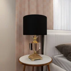 Crystal Table Lamp With Drum Shade Gold - Olivia & May -Lighting Specialty Store GUEST 105bd525 980e 4922 b511 b81ed9106e1f