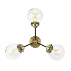 24.5" Mid-Century Glass Globe Flushmount Fixture Ceiling Light (Includes LED Light Bulb) Black/Brass - Cresswell Lighting -Lighting Specialty Store GUEST 10ecbe67 067e 4727 8bbb 3af96fb0be83