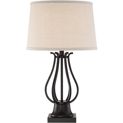 Regency Hill Hadley Modern Table Lamps Set Of 2 26" High Bronze With AC Power Outlet Light Brown Drum Shade For Bedroom Living Room Bedside House Desk 9 Regency Hill Hadley Modern Table Lamps Set Of 2 26" High Bronze With AC Power Outlet Light Brown Drum Shade For Bedroom Living Room Bedside House Desk - Image 7