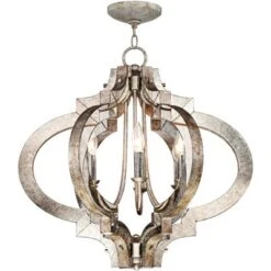 Possini Euro Design Ornament Aged Silver Gold Bronze Chandelier 23 1/4" Wide Industrial 6-Light Fixture For Dining Room Foyer Kitchen Island Entryway -Lighting Specialty Store GUEST 1810b162 e47a 4e97 a951 6c12946bb65e