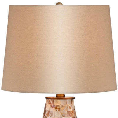 Regency Hill Cottage Table Lamps 26.5" High Set Of 2 Mother Of Pearl Tile Vase Beige Drum Shade For Living Room Family Bedroom Bedside Office 5 Regency Hill Cottage Table Lamps 26.5" High Set Of 2 Mother Of Pearl Tile Vase Beige Drum Shade For Living Room Family Bedroom Bedside Office - Image 3