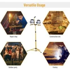 HOMCOM 10,000 Lumen Dual Head LED Work Lights Weather Resistant With Telescoping Adjustable Tripod Stand, Rotating Lamps -Lighting Specialty Store GUEST 19b1cffe 3c90 4f10 8c36 bad2e5eac3ec