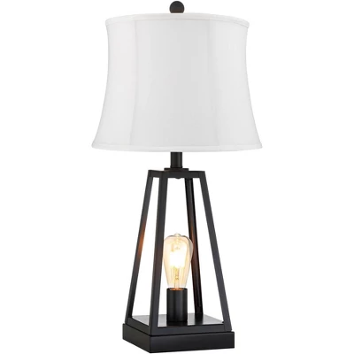 Franklin Iron Works Kacey Modern Table Lamps 25 1/4" High Set Of 2 Dark Metal With USB Charging Port Nightlight LED White Softback Shade For Home Desk 10 Franklin Iron Works Kacey Modern Table Lamps 25 1/4" High Set Of 2 Dark Metal With USB Charging Port Nightlight LED White Softback Shade For Home Desk - Image 8