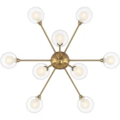 Possini Euro Design Spheres Modern Ceiling Light Flush Mount Fixture 28" Wide Warm Brass 9-Light LED Clear Globe Glass For Bedroom Kitchen Living Room -Lighting Specialty Store GUEST 1a528675 684f 46e4 81d5 bf4b25c5aa5e