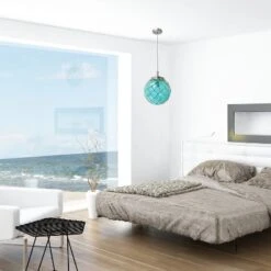 Buoy Netted Coastal Ocean Sea Glass Pendant With Natural Rope Aqua - Elegant Designs -Lighting Specialty Store GUEST 1b7ac99a 1a7b 4066 af3c f4b086db49eb