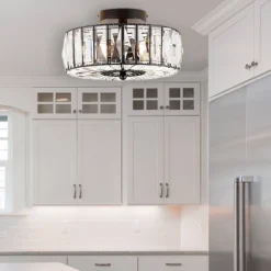 11.5" Crystalline Semi-Flush Mount Pendant Clear - River Of Goods -Lighting Specialty Store GUEST 1c08d6d3 bf6e 4072 a4b1 e869ad069c05