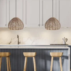 12.75" 1-Light Gloriana Pendant Rattan Brown - River Of Goods -Lighting Specialty Store GUEST 1c0a08d9 1815 447c afb6 7ca278c3b73e