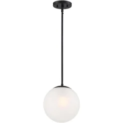 360 Lighting Ciana Black Mini Pendant 10" Wide Modern Orb Frosted Globe Glass Shade For Dining Room House Foyer Kitchen Island Entryway Bedroom Home -Lighting Specialty Store GUEST 1c9d3c32 94d4 44e9 9445 cf1dd647479b