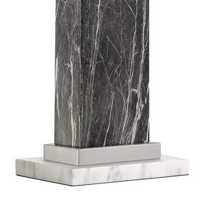 360 Lighting Connie Modern Table Lamps Set Of 2 With White Marble Riser 25" High Black Faux Marble USB Charging Port White Rectangular Shade For Desk 5 360 Lighting Connie Modern Table Lamps Set Of 2 With White Marble Riser 25" High Black Faux Marble USB Charging Port White Rectangular Shade For Desk - Image 3