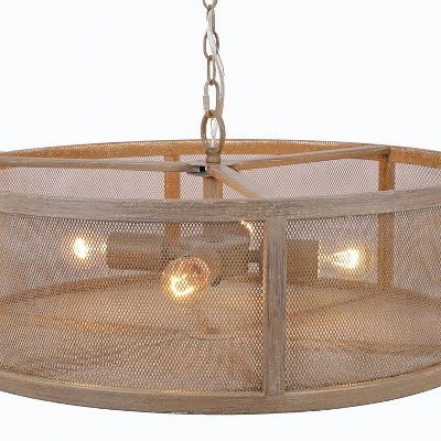 18" Metal Dixsie Caged Farmhouse Chandelier Woodgrain - River Of Goods 11 18" Metal Dixsie Caged Farmhouse Chandelier Woodgrain - River Of Goods - Image 9