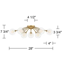 Possini Euro Design Spheres Modern Ceiling Light Flush Mount Fixture 28" Wide Warm Brass 9-Light LED Clear Globe Glass For Bedroom Kitchen Living Room -Lighting Specialty Store GUEST 1e516137 2e1f 4f08 b35c 4767dc223858