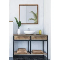 30" X 30" Hutton Square Wall Mirror Rustic Brown - Kate & Laurel All Things Decor -Lighting Specialty Store GUEST 22a93d58 b9a3 4387 9e94 6978b54bfa6a