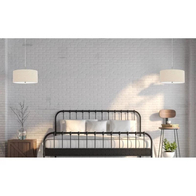 18" X 18" Addison Drum Pendant Beige - Cal Lighting 3 18" X 18" Addison Drum Pendant Beige - Cal Lighting