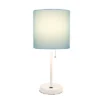 19.5" Bedside USB Port Feature Metal Table Desk Lamp White With Aqua Blue Fabric Shade - Creekwood Home -Lighting Specialty Store GUEST 23413fee 76dd 4252 8a42 706530a00247
