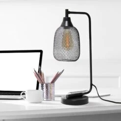 Industrial Mesh Desk Lamp Matte Black - Lalia Home -Lighting Specialty Store GUEST 23523e1c a4ca 452d 8909 9f415844ebd1