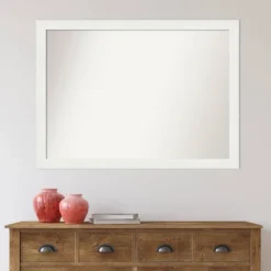 42" X 31" Non-Beveled Vanity White Narrow Wall Mirror - Amanti Art -Lighting Specialty Store GUEST 23a46abb c04c 40c5 b766 9040053da6a0