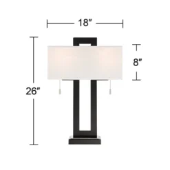 360 Lighting Neil Modern Rustic Table Lamp 26" High Black Metal With USB Charging Port White Rectangular Shade For Bedroom Living Room Bedside Desk -Lighting Specialty Store GUEST 249b76df c4e3 4773 8e38 002a6115fa7e