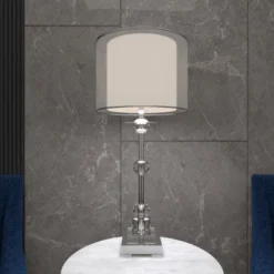 Glass Table Lamp With Drum Shade Silver - Olivia & May -Lighting Specialty Store GUEST 255416a4 d3f2 4f02 89f4 8510e9d27ade