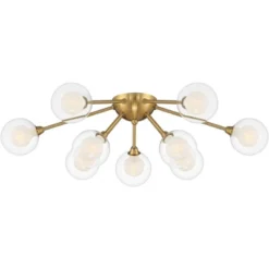 Possini Euro Design Spheres Modern Ceiling Light Flush Mount Fixture 28" Wide Warm Brass 9-Light LED Clear Globe Glass For Bedroom Kitchen Living Room -Lighting Specialty Store GUEST 2957955d 3b63 4c08 893b 20494deda68d