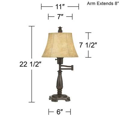 Regency Hill Traditional Swing Arm Desk Table Lamps 22.5" High Set Of 2 Bronze Faux Leather Shade For Living Room Bedroom Nightstand Office 8 Regency Hill Traditional Swing Arm Desk Table Lamps 22.5" High Set Of 2 Bronze Faux Leather Shade For Living Room Bedroom Nightstand Office - Image 6