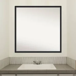27" X 27" Non-Beveled Lucie Wood Bathroom Wall Mirror Black - Amanti Art -Lighting Specialty Store GUEST 2b03704a 92d4 4305 937f eb5421d015d6