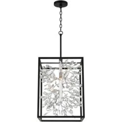 Possini Euro Design Black Silver Pendant Chandelier 15 1/4" Wide Modern Clear Crystal Flower Vine 4-Light Fixture For Dining Room House -Lighting Specialty Store GUEST 2c0ac3d2 f550 4e05 a701 cecb42c1b5ec