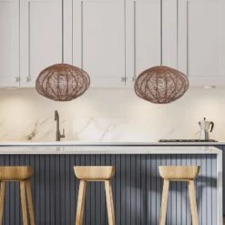 13.5" 1-Light Linnea Pendant Rattan Brown - River Of Goods -Lighting Specialty Store GUEST 2c69d96d 77c0 4b01 9125 f559b89f0fc2