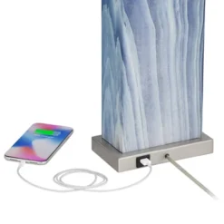 360 Lighting Connie Modern Table Lamps 25" High Set Of 2 Blue Faux Marble With USB Charging Port Table Top Dimmers White Shade For Bedroom Office Desk -Lighting Specialty Store GUEST 2cdb6dbb a15b 4b6a 9904 7b2c9816d8cf