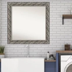 32" X 32" Non-Beveled Silver Luxor Wood Bathroom Wall Mirror - Amanti Art -Lighting Specialty Store GUEST 2e3ab80f 4645 4c61 a9d4 700a41405a9f