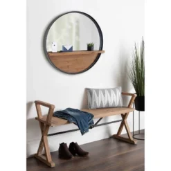 30" Owing Round Wall Mirror Black - Kate & Laurel All Things Decor -Lighting Specialty Store GUEST 2efa3c23 d3cc 4ea5 9a7a fc1e2d3253fb