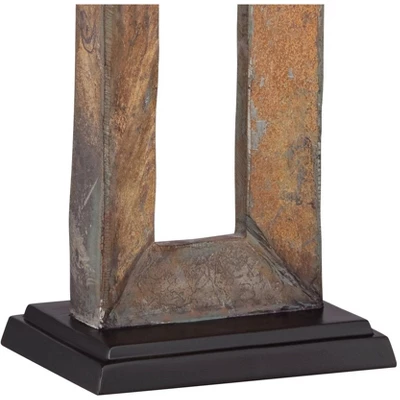 Franklin Iron Works Tahoe Rustic Table Lamp 32" Tall Natural Slate Off White Rectangular Shade For Bedroom Living Room Bedside Nightstand Office Kids 6 Franklin Iron Works Tahoe Rustic Table Lamp 32" Tall Natural Slate Off White Rectangular Shade For Bedroom Living Room Bedside Nightstand Office Kids - Image 4