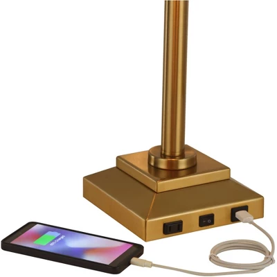 Possini Euro Design Camber Workstation Warm Gold Swing Arm Desk Lamp With Outlet And USB Port 4 Possini Euro Design Camber Workstation Warm Gold Swing Arm Desk Lamp With Outlet And USB Port - Image 2