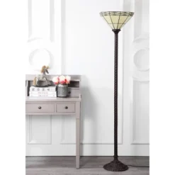 68.57" Moore Tiffany Style Torchiere Floor Lamp (Includes LED Light Bulb) Bronze - JONATHAN Y -Lighting Specialty Store GUEST 39e76608 c869 4d98 9c21 fb3ed81aa10e